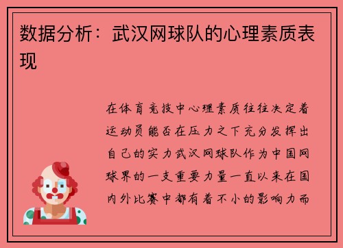 数据分析：武汉网球队的心理素质表现